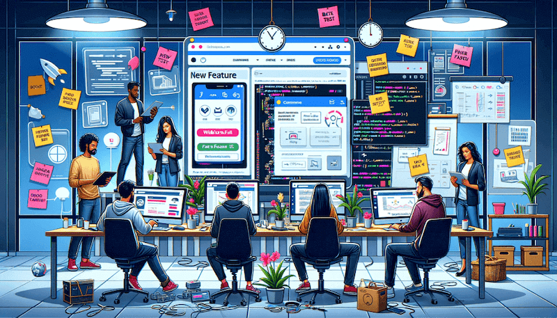 illustration of teams following best practices with feature flags