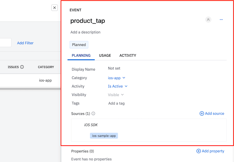Creating a new event on amplitude