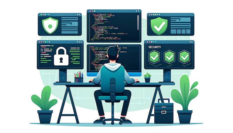 Illustration of a developer Feature Flagging for Security