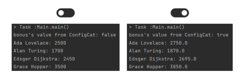 Result with bonus flag on and off
