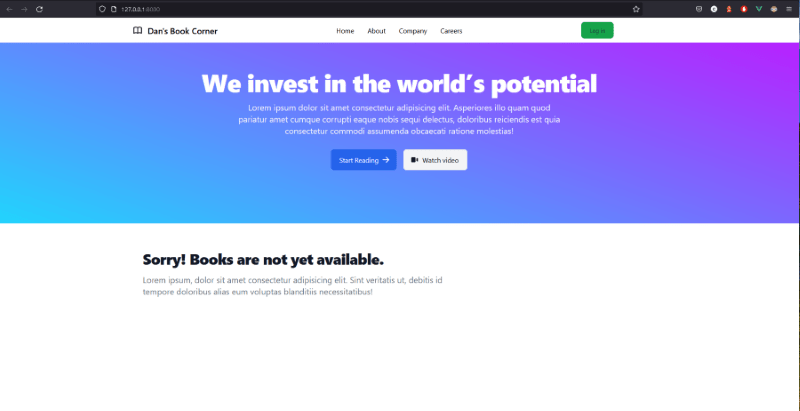 Snapshot of sample app - feature flag turned off