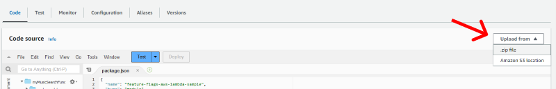 Uploading the zip file