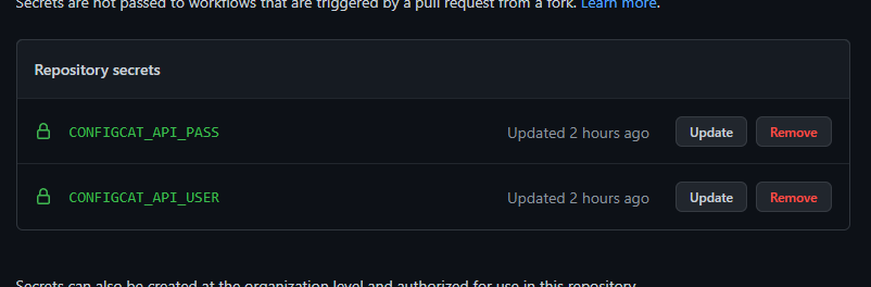 Github Action secrets