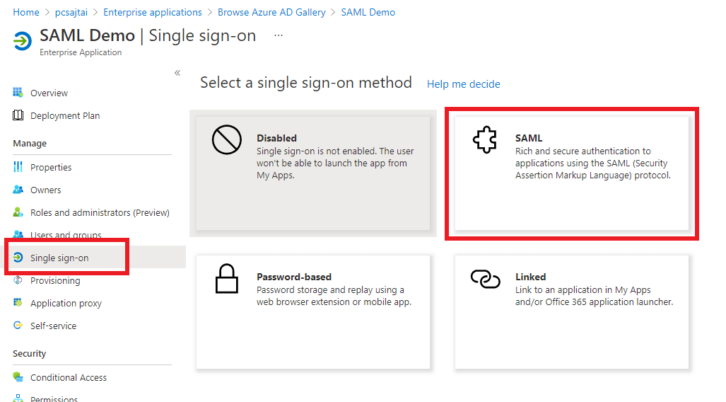 Entra ID enable SAML