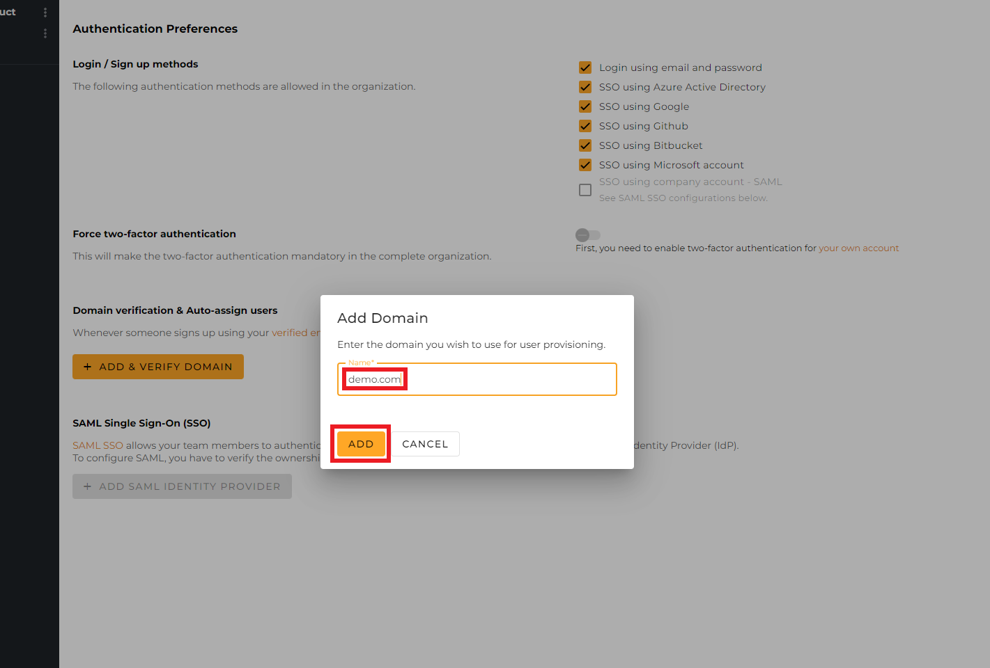 ConfigCat add domain