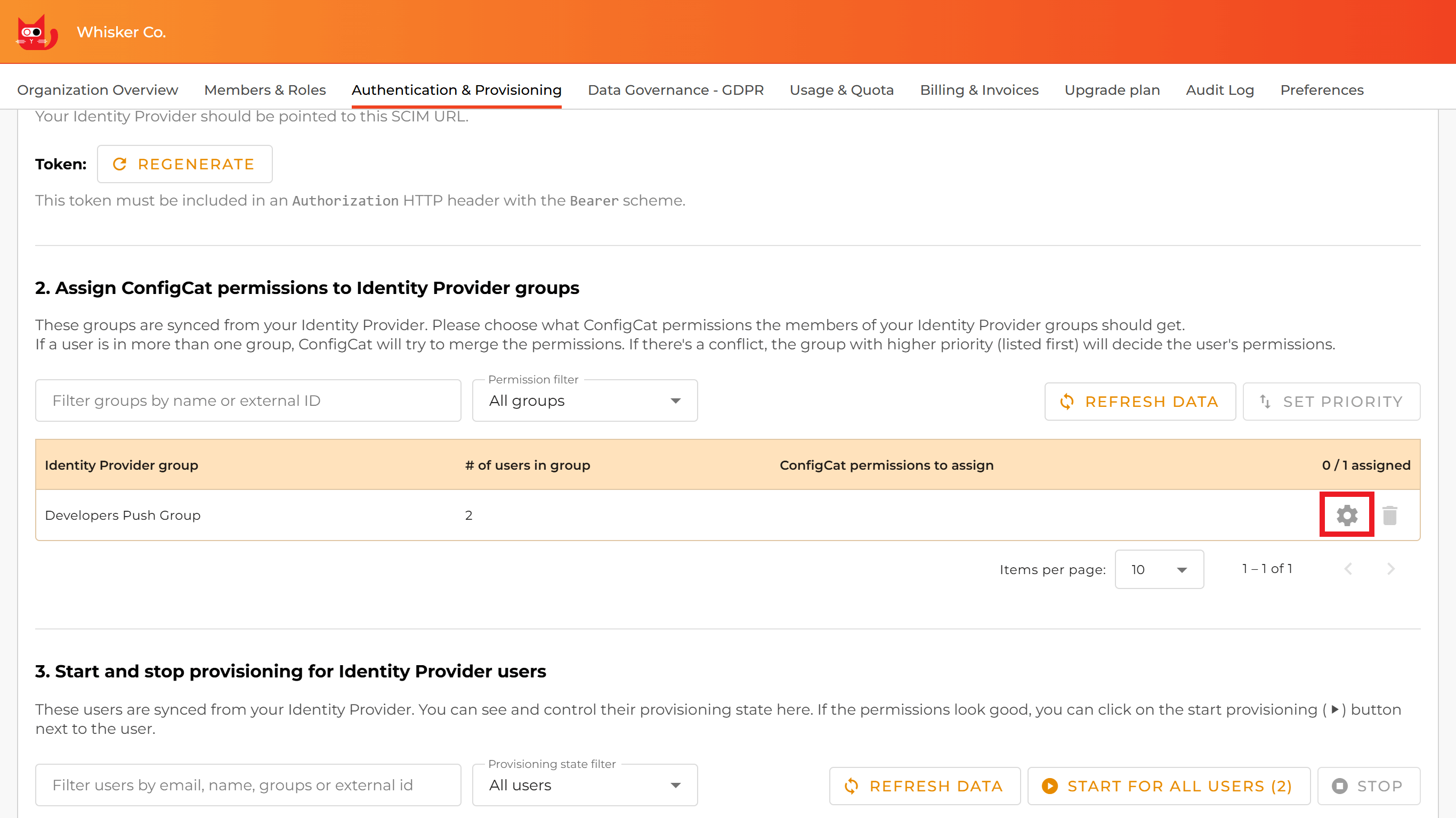 ConfigCat SCIM assign permissions