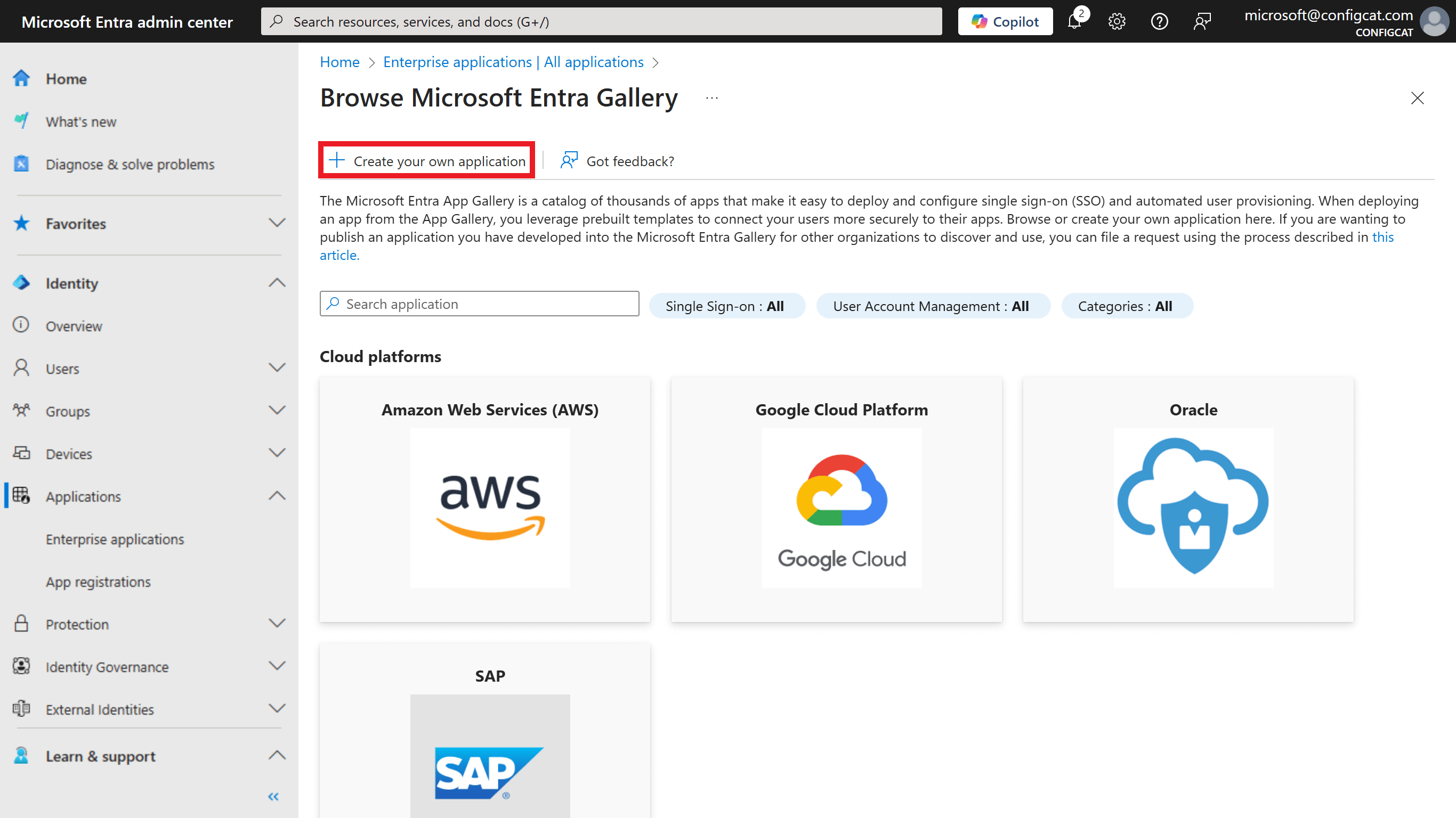 Entra ID create own application