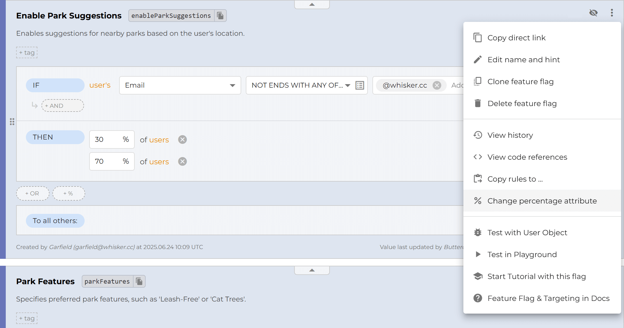 Change percentage attribute